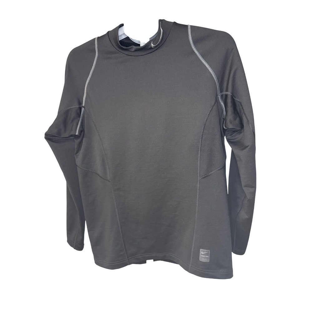 Nike Pro Hyperwarm Mens Black Mock Neck Compression Long Sleeve Shirt 801998-010